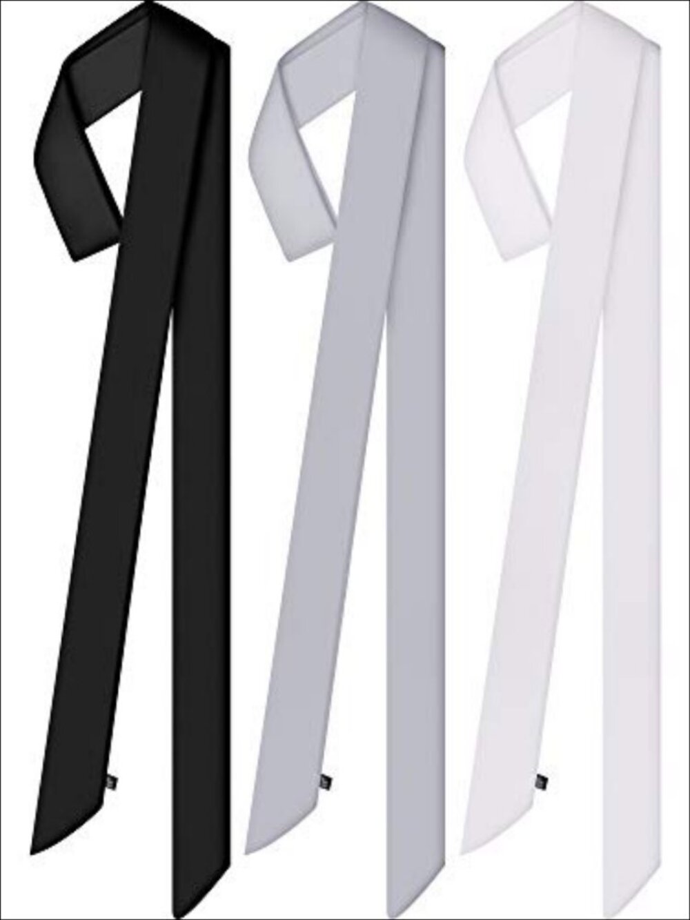 Skinny Satin Scarf Set 3 Pcs Long Silk Touch Neck Tie Belt